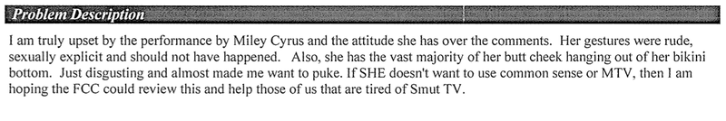 Illustration for article titled Every FCC Complaint About Miley Cyrus's VMA Twerking